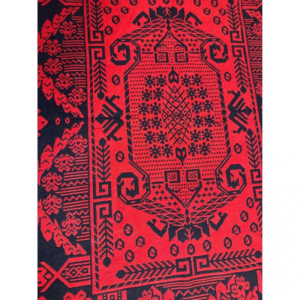 Vintage Polish Folk Wool Blanket Set Large Tapestry Throw Runner Mats Red Black